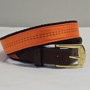 York River Traders Belt Men’s Canvas Leather Trim‎ Orange Size 34